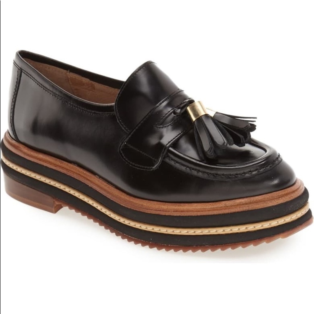 Shellys London Karena Platform Tassel Loafer Black